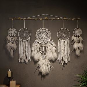 5 Pack Boho Dream Catcher Wall Hanging - White Handmade Dream Catchers Large🫵